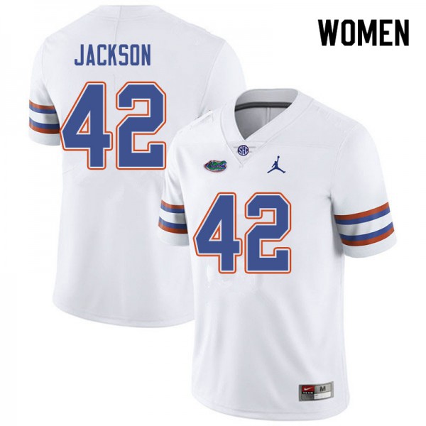 Jordan Brand Women #42 Jaylin Jackson Florida Gators College Football Jerseys White